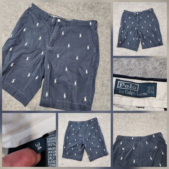 Polo Ralph Lauren PRL Mens 34 AOP All Over Print Pony Chino Embroidered Shorts - Picture 1 of 14